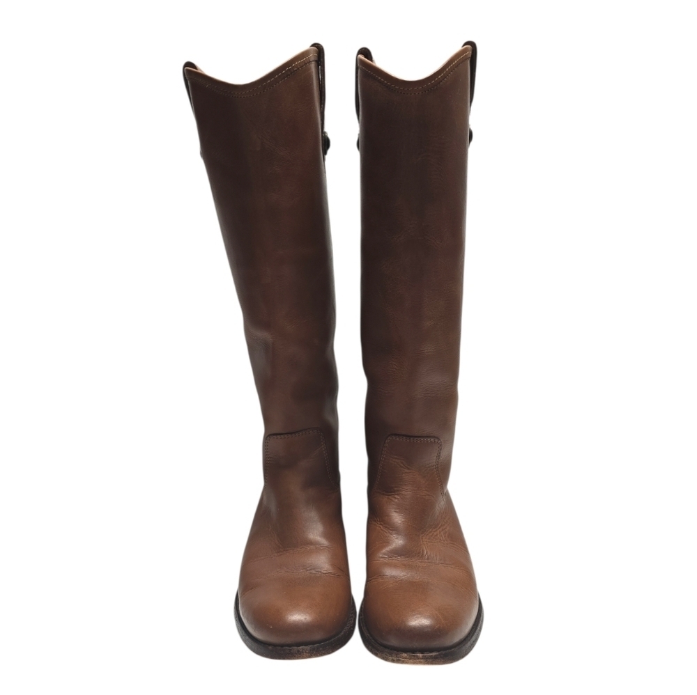 {Frye} Melissa Button Riding Tall Cognac Brown Leather - Size 6B - Picture 3 of 15